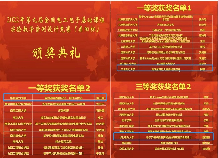 我校教师在第九届全国电工电子基础课程实验教学案例设计竞赛喜获佳绩